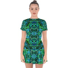 Abstract #8   I   Blues & Greens 6000 Drop Hem Mini Chiffon Dress by KesaliSkyeArt