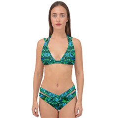 Abstract #8   I   Blues & Greens 6000 Double Strap Halter Bikini Set