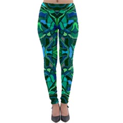 Abstract #8   I   Blues & Greens 6000 Lightweight Velour Leggings