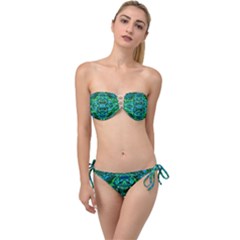 Abstract #8   I   Blues & Greens 6000 Twist Bandeau Bikini Set