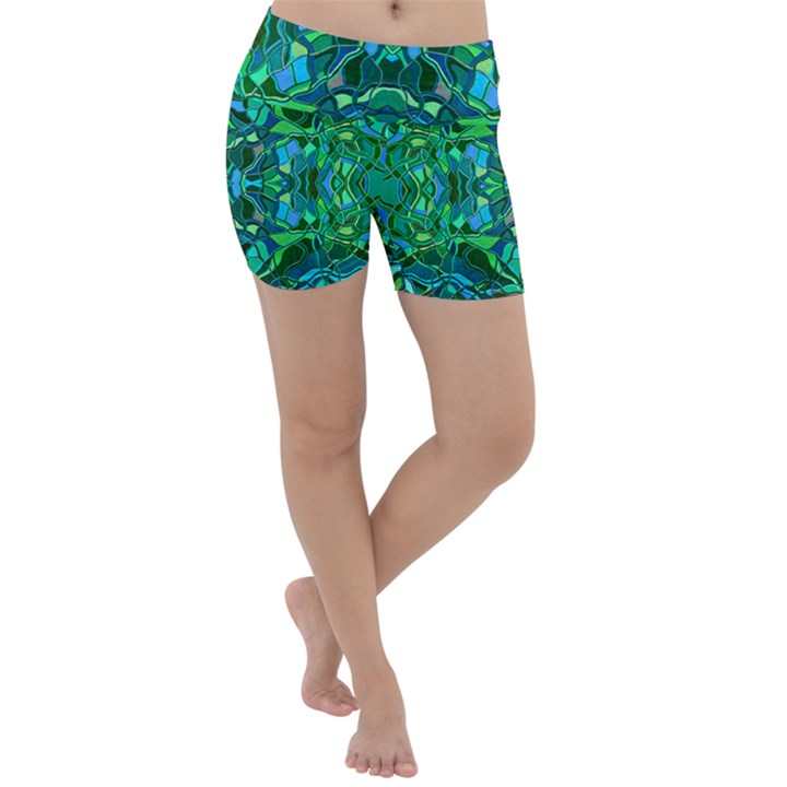 Abstract #8   I   Blues & Greens 6000 Lightweight Velour Yoga Shorts