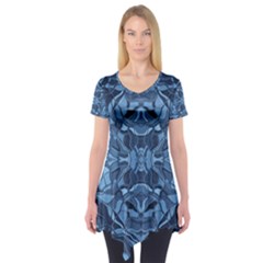 Abstract #8   I   Blues 6000 Short Sleeve Tunic  by KesaliSkyeArt