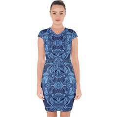 Abstract #8   I   Blues 6000 Capsleeve Drawstring Dress 