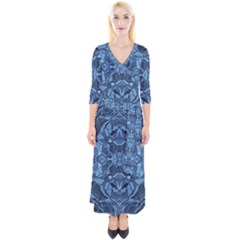 Abstract #8   I   Blues 6000 Quarter Sleeve Wrap Maxi Dress