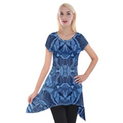 Abstract #8   I   Blues 6000 Short Sleeve Side Drop Tunic by KesaliSkyeArt