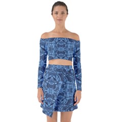 Abstract #8   I   Blues 6000 Off Shoulder Top With Skirt Set