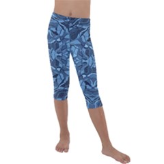 Abstract #8   I   Blues 6000 Kids  Lightweight Velour Capri Leggings  by KesaliSkyeArt