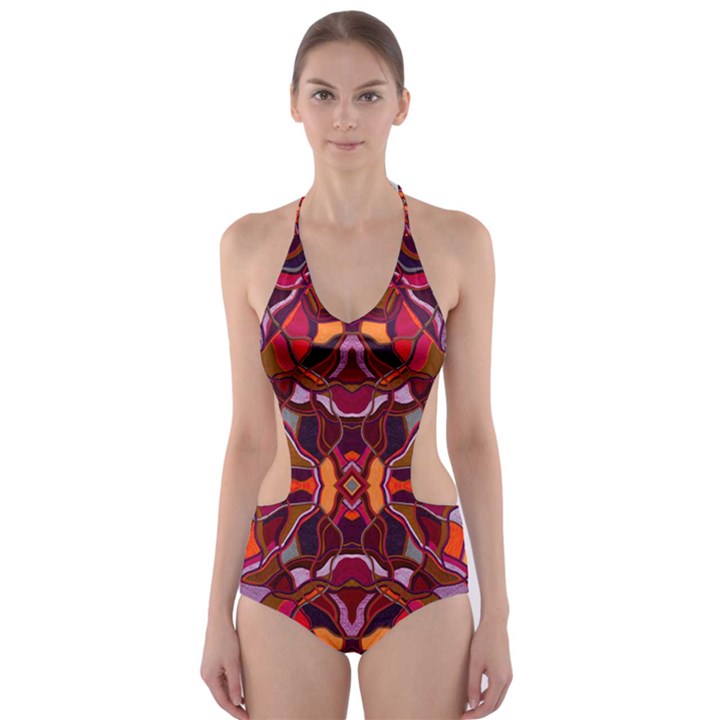 Abstract #8   I   Carmine 6000 Cut-Out One Piece Swimsuit