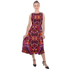 Abstract #8   I   Carmine 6000 Midi Tie-back Chiffon Dress