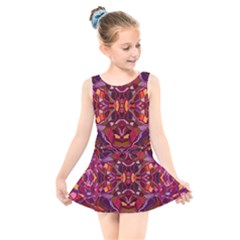 Abstract #8   I   Carmine 6000 Kids  Skater Dress Swimsuit