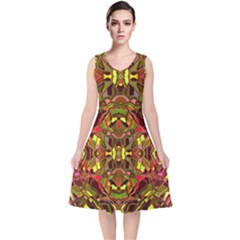 Abstract #8   I   Autumn 6000 V-neck Midi Sleeveless Dress 