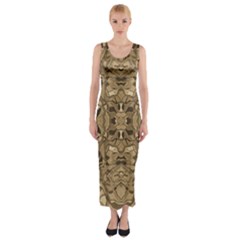 Abstract #8   Ii   Antiqued 6000 Fitted Maxi Dress by KesaliSkyeArt