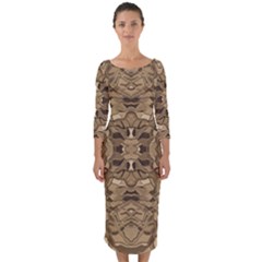 Abstract #8   Ii   Antiqued 6000 Quarter Sleeve Midi Bodycon Dress by KesaliSkyeArt