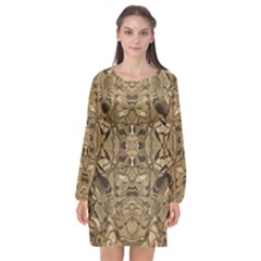 Abstract #8   Ii   Antiqued 6000 Long Sleeve Chiffon Shift Dress  by KesaliSkyeArt