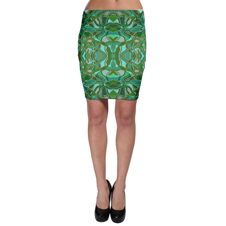 Abstract #8   Aqua Jungle 6000 Bodycon Skirt