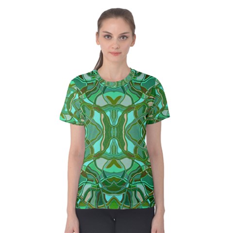 Abstract #8   Aqua Jungle 6000 Women s Cotton Tee by KesaliSkyeArt