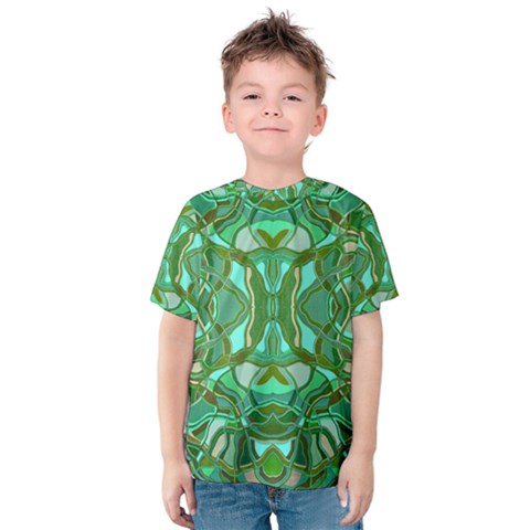 Abstract #8   Aqua Jungle 6000 Kids  Cotton Tee by KesaliSkyeArt