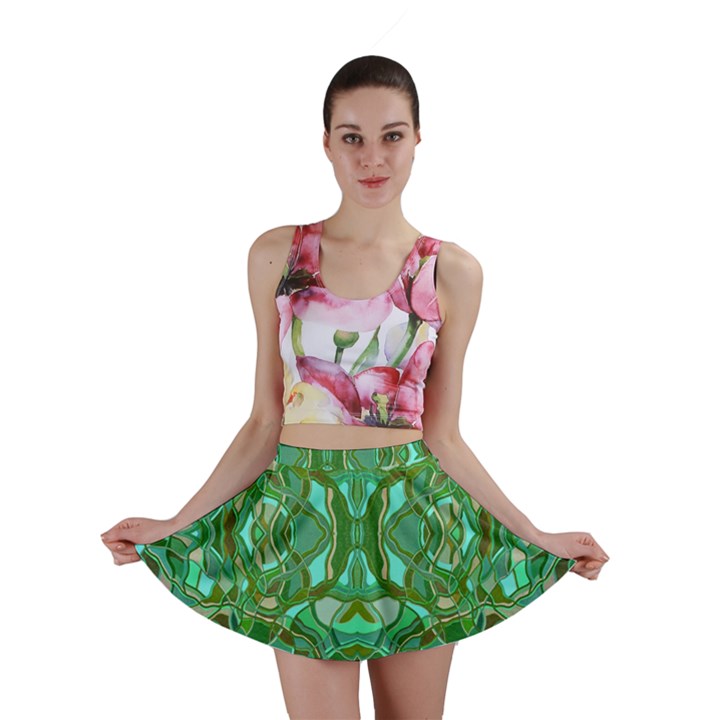 Abstract #8   Aqua Jungle 6000 Mini Skirt