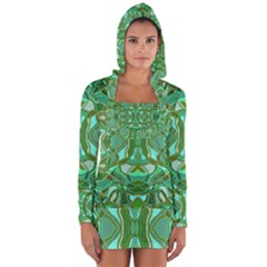 Abstract #8   Aqua Jungle 6000 Long Sleeve Hooded T-shirt by KesaliSkyeArt