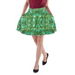 Abstract #8   Aqua Jungle 6000 A-line Pocket Skirt