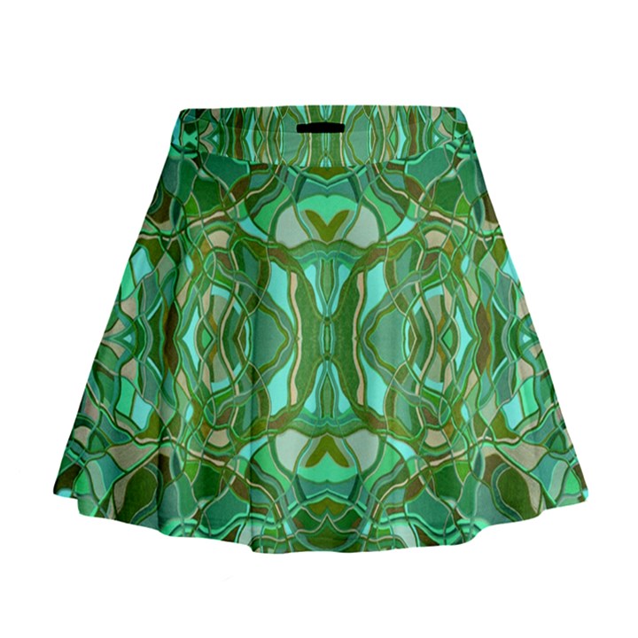 Abstract #8   Aqua Jungle 6000 Mini Flare Skirt