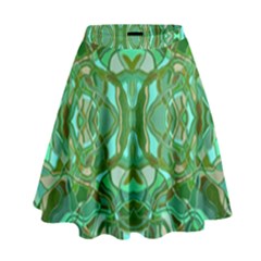 Abstract #8   Aqua Jungle 6000 High Waist Skirt by KesaliSkyeArt