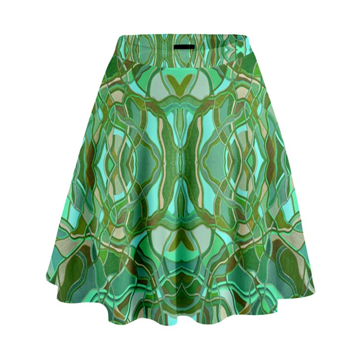 Abstract #8   Aqua Jungle 6000 High Waist Skirt