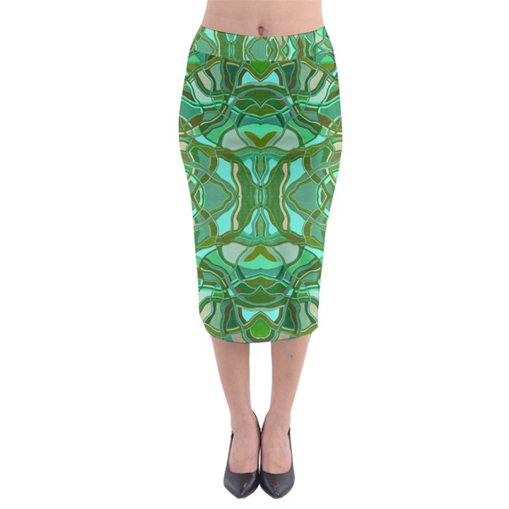 Abstract #8   Aqua Jungle 6000 Midi Pencil Skirt