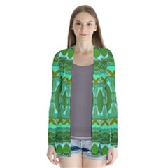 Abstract #8   Aqua Jungle 6000 Drape Collar Cardigan