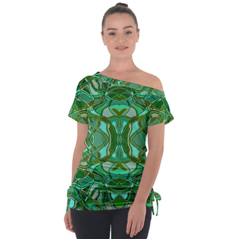 Abstract #8   Aqua Jungle 6000 Tie-up Tee by KesaliSkyeArt