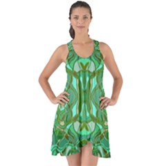 Abstract #8   Aqua Jungle 6000 Show Some Back Chiffon Dress