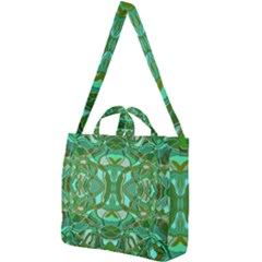 Abstract #8   Aqua Jungle 6000 Square Shoulder Tote Bag by KesaliSkyeArt