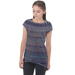 Purple Nordic Cap Sleeve High Low Top