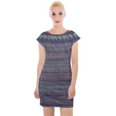 Purple Nordic Cap Sleeve Bodycon Dress