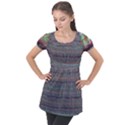 Purple Nordic Puff Sleeve Tunic Top View1