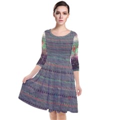 Purple Nordic Quarter Sleeve Waist Band Dress