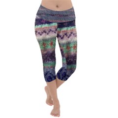 Purple Nordic Lightweight Velour Capri Yoga Leggings by DeneWestUK