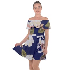 Kellytvgear Flower  Off Shoulder Velour Dress