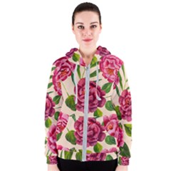 Kellytvgear Pink Flower Women s Zipper Hoodie