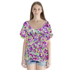 Verba V-neck Flutter Sleeve Top by artifiart