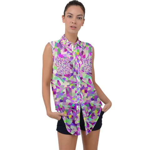 Verba Sleeveless Chiffon Button Shirt by artifiart