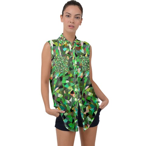 Sylvan Sleeveless Chiffon Button Shirt by artifiart