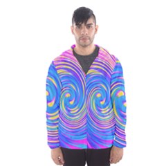 Cool Abstract Pink Blue And Yellow Twirl Liquid Art Hooded Windbreaker (men)