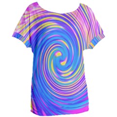 Cool Abstract Pink Blue And Yellow Twirl Liquid Art Women s Oversized Tee by myrubiogarden