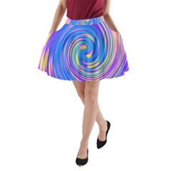 Cool Abstract Pink Blue And Yellow Twirl Liquid Art A-line Pocket Skirt by myrubiogarden