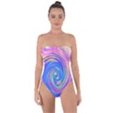 Cool Abstract Pink Blue And Yellow Twirl Liquid Art Tie Back One Piece Swimsuit View1