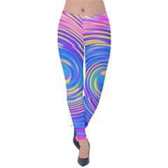 Cool Abstract Pink Blue And Yellow Twirl Liquid Art Velvet Leggings