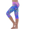 Cool Abstract Pink Blue And Yellow Twirl Liquid Art Kids  Lightweight Velour Capri Leggings  View2