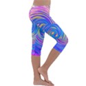 Cool Abstract Pink Blue And Yellow Twirl Liquid Art Kids  Lightweight Velour Capri Leggings  View3