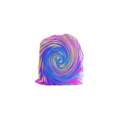 Cool Abstract Pink Blue And Yellow Twirl Liquid Art Drawstring Pouch (xs) by myrubiogarden